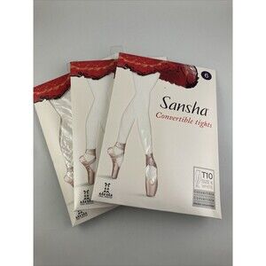 Sansha T10 Stage Tights Convertible White Size 6 NEW (Lot of 3)